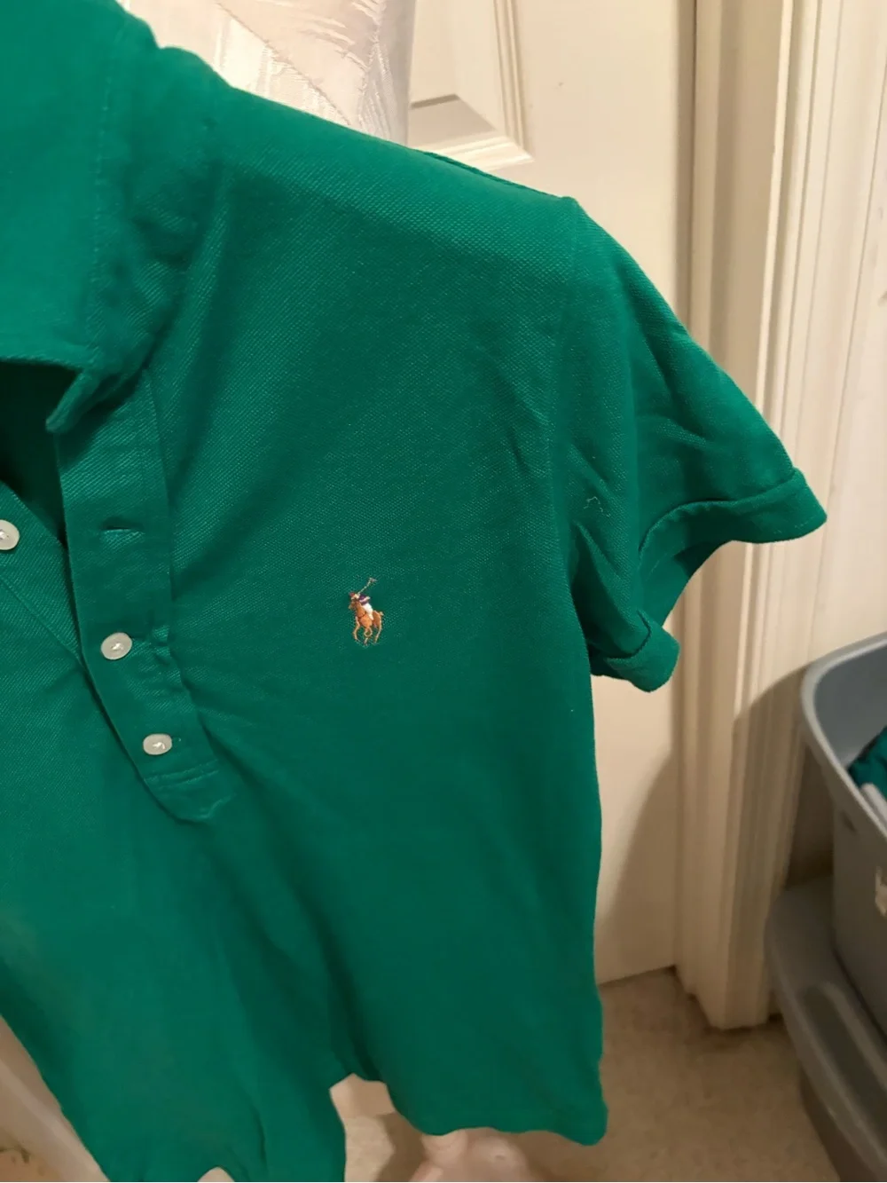 Ralph Lauren Emerald Green Girls' Polo Shirt with Pony Logo Large